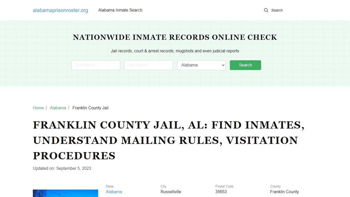 Franklin County Jail, AL: Inmate Search, Mailing and Visitation Rules